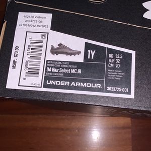Football Cleats  - Under Armour size 1 Youth